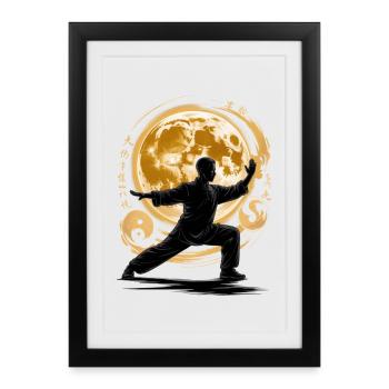 Méditation Zen du Tai Chi – Entraînement au Chi Qigong - Affiche encadrée (27 × 37 cm) - noir - Devant