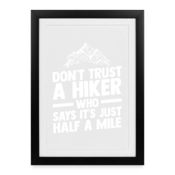 Hiking Mountain Trail Backpacking Outdoors Poaching - Framed poster (27 × 37 cm) - black - Front