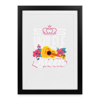 Lustiges Ukulele Designs Und Sprüche - Gerahmtes Poster (27 × 37 cm) - Schwarz - Vorne