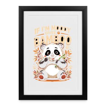Si je suis lunatique, donne-moi du bambou en disant panda drôle - Affiche encadrée (27 × 37 cm) - noir - Devant