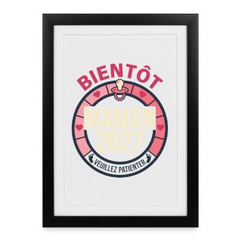 Bientôt Maman 2027 Cadeau Grossesse - Affiche encadrée (27 × 37 cm) - noir - Devant