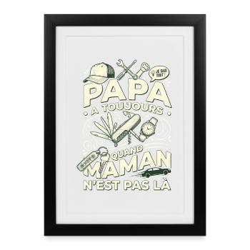 Cadeau Papa Bricoleur Humour Fête des Pères - Affiche encadrée (27 × 37 cm) - noir - Devant