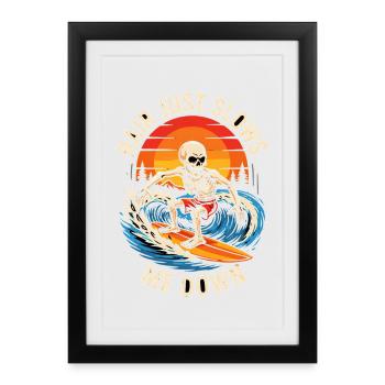 Hair Just Slows Me Down Skeleton Surfer Bald - Framed poster (27 × 37 cm) - black - Front