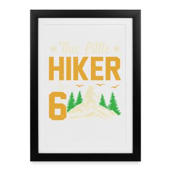 Hiking Kids 6th Birthday Adventure Hiking Kids - Framed poster (27 × 37 cm) - black - Front