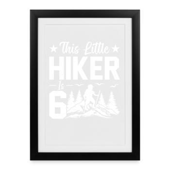 Hiking Kids 6th Birthday Outdoor Hiking Kids - Framed poster (27 × 37 cm) - black - Front