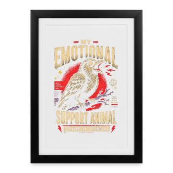 Emotional Support Raven Screams - Framed poster (27 × 37 cm) - black - Front