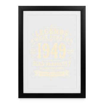 Cadeau d’anniversaire pour le 77e anniversaire 1949 Homme Vintage Rétro - Affiche encadrée (27 × 37 cm) - noir - Devant