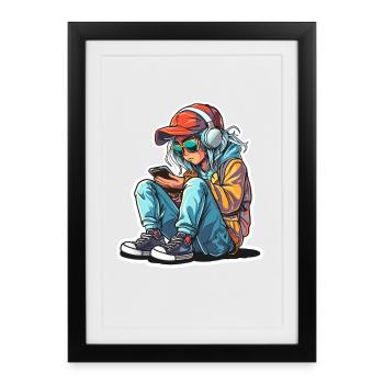 Graphismes Gamer - Affiche encadrée (27 × 37 cm) - noir - Devant