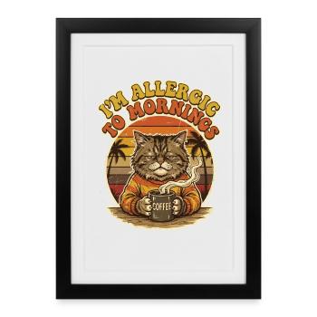 Chat, je suis allergique à Morgende - Affiche encadrée (27 × 37 cm) - noir - Devant