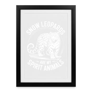 Dictions du léopard des neiges Cadeau mignon du léopard des neiges - Affiche encadrée (27 × 37 cm) - noir - Devant