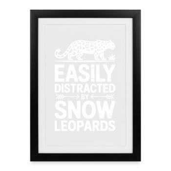 Dictions du léopard des neiges Cadeau mignon du léopard des neiges - Affiche encadrée (27 × 37 cm) - noir - Devant