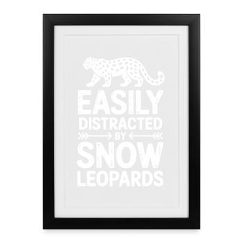 Dictions du léopard des neiges Cadeau mignon du léopard des neiges - Affiche encadrée (27 × 37 cm) - noir - Devant