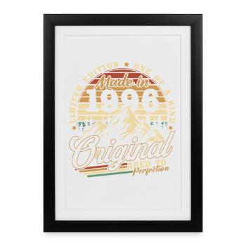 Cadeau d’anniversaire vintage vintage rétro 1996 - Affiche encadrée (27 × 37 cm) - noir - Devant