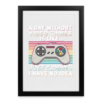 Retro Controller Humor Rainbow - Framed poster (27 × 37 cm) - black - Front