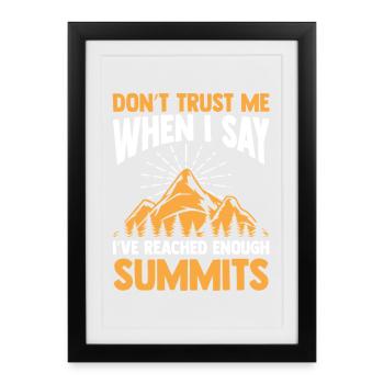 Hiking Mountain Trail Backpacking Outdoors Poaching - Framed poster (27 × 37 cm) - black - Front