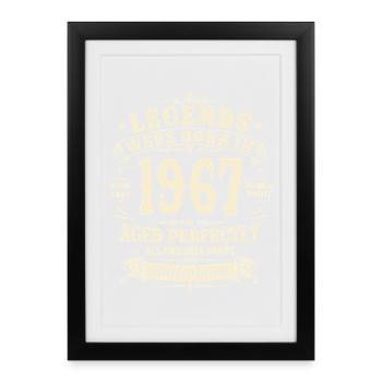 Cadeau du 60e anniversaire 1967 Homme Vintage Rétro - Affiche encadrée (27 × 37 cm) - noir - Devant