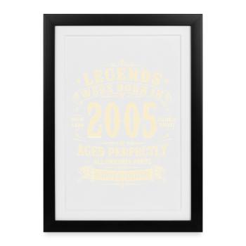 Cadeau d’anniversaire 21 ans 2005 Homme Vintage Rétro - Affiche encadrée (27 × 37 cm) - noir - Devant