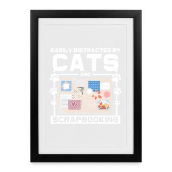 Chats et scrapbooking - Affiche encadrée (27 × 37 cm) - noir - Devant