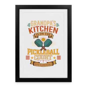 Pickleball vintage Paddle Dink Drôle de grand-père - Affiche encadrée (27 × 37 cm) - noir - Devant