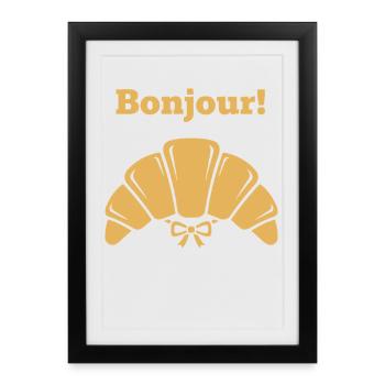 Breakfast Bonjour Funny Brunch Coffee Pancake - Framed poster (27 × 37 cm) - black - Front