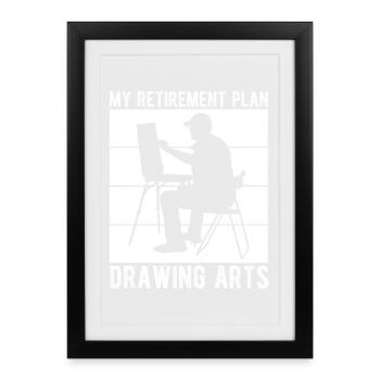 Drôle de peintre artistique : mon projet de retraite, cadeau de dessin - Affiche encadrée (27 × 37 cm) - noir - Devant