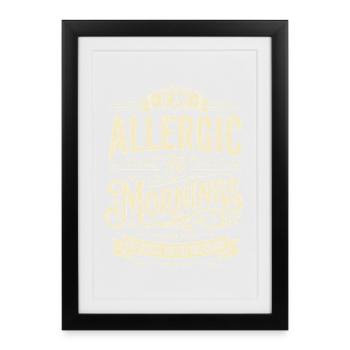 Vintage I'm Allergic To Morning - Framed poster (27 × 37 cm) - black - Front