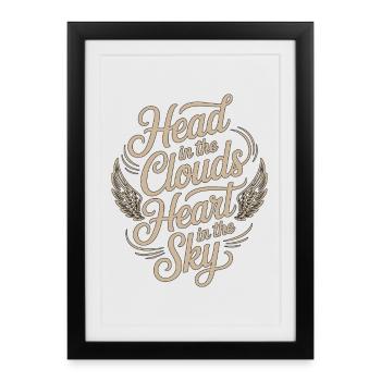 Private Pilot Head In The Clouds Loves Aviation - Framed poster (27 × 37 cm) - black - Front
