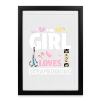 La fille adore le scrapbooking - Affiche encadrée (27 × 37 cm) - noir - Devant