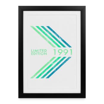 Édition limitée 1991 Anniversaire Homme Femme Sport - Affiche encadrée (27 × 37 cm) - noir - Devant