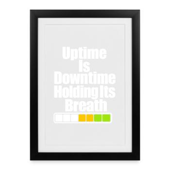 Funny Sysadmin Uptime Joke, IT Guy Server Humor - Framed poster (27 × 37 cm) - black - Front