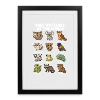 Tree Dwellers Cute Cartoon Table - Framed poster (27 × 37 cm) - black - Front