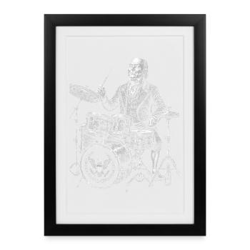 John Quincy Adams joue de la batterie - Affiche encadrée (27 × 37 cm) - noir - Devant