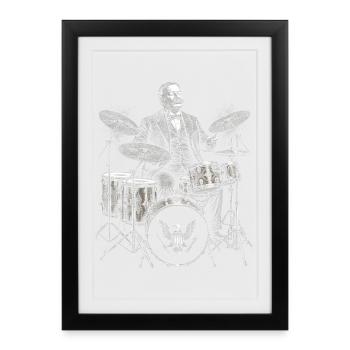 William Howard Taft joue de la batterie - Affiche encadrée (27 × 37 cm) - noir - Devant