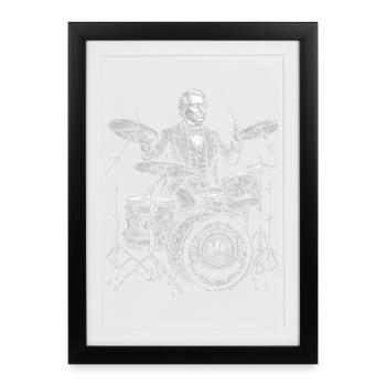 Millard Fillmore joue de la batterie - Affiche encadrée (27 × 37 cm) - noir - Devant