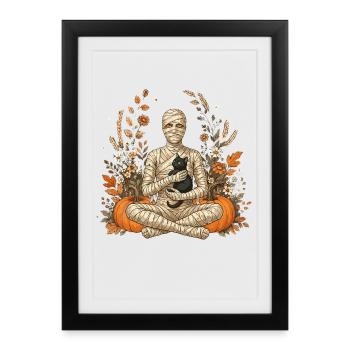 Halloween, Mummy, Black Cat - Framed poster (27 × 37 cm) - black - Front