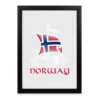 Norway Vacation Norge Fjords Travel Scandinavian - Framed poster (27 × 37 cm) - black - Front