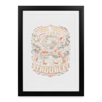 Couple turbo du charbon roulant et problèmes - Affiche encadrée (27 × 37 cm) - noir - Devant