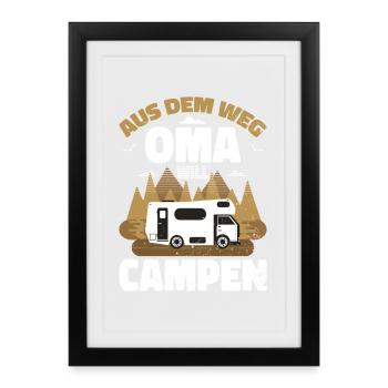 Aus dem Weg Oma campt - Gerahmtes Poster (27 × 37 cm) - Schwarz - Vorne