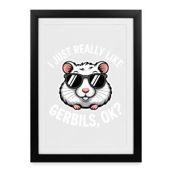 Dictons mongols des rats de course cadeau des gerbilles - Affiche encadrée (27 × 37 cm) - noir - Devant