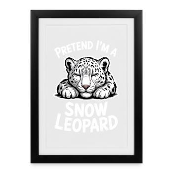 Dictions du léopard des neiges Cadeau mignon du léopard des neiges - Affiche encadrée (27 × 37 cm) - noir - Devant