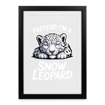 Dictions du léopard des neiges Cadeau mignon du léopard des neiges - Affiche encadrée (27 × 37 cm) - noir - Devant