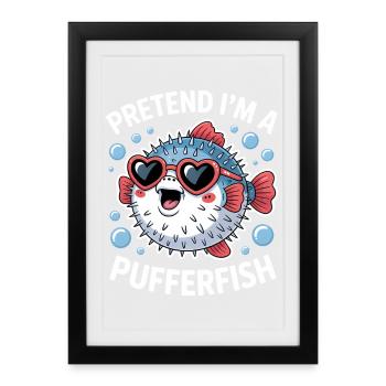 Expressions du poisson-globe : Cadeau amusant du poisson-globe - Affiche encadrée (27 × 37 cm) - noir - Devant