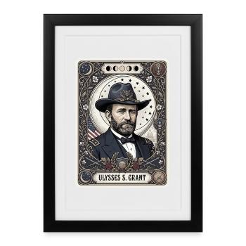 Carte de tarot Ulysses S Grant - Affiche encadrée (27 × 37 cm) - noir - Devant