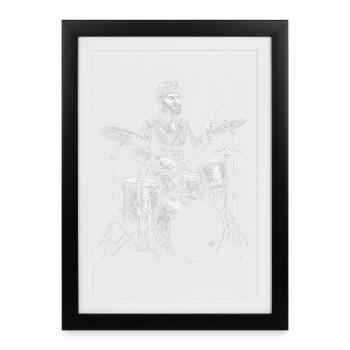 Ulysses S Grant joue de la batterie - Affiche encadrée (27 × 37 cm) - noir - Devant