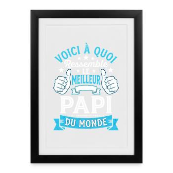 Voici le meilleur Papi du monde vintage - Affiche encadrée (27 × 37 cm) - noir - Devant