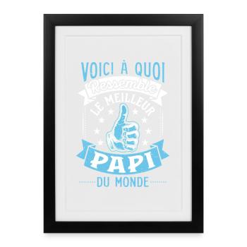 Voici le meilleur Papi du monde - Affiche encadrée (27 × 37 cm) - noir - Devant