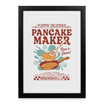 Machine à pancakes pour le petit-déjeuner Flippin Delicious Rise et - Affiche encadrée (27 × 37 cm) - noir - Devant
