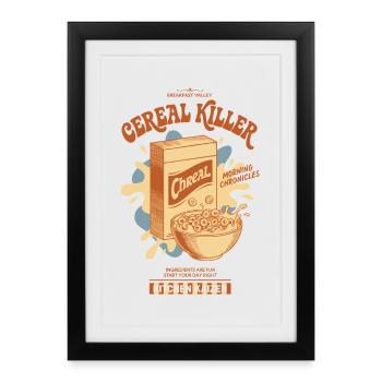 Petit-déjeuner Brunch drôle Café Nourriture Bacon Pancake - Affiche encadrée (27 × 37 cm) - noir - Devant
