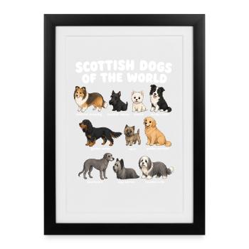 Scottish Dog Breeds Cute Dogs - Framed poster (27 × 37 cm) - black - Front