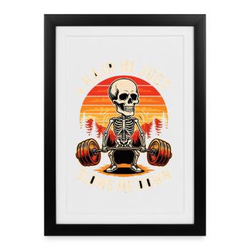 Hair Just Slows Me Down Skeleton Bodybuilder - Framed poster (27 × 37 cm) - black - Front